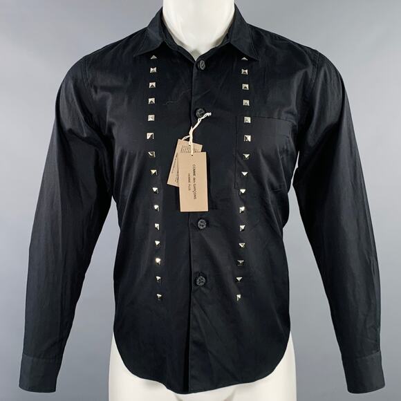 COMME des GARCONS HOMME PLUS Size XS Black Studded Cotton Long Sleeve Shirt - Picture 1 of 7